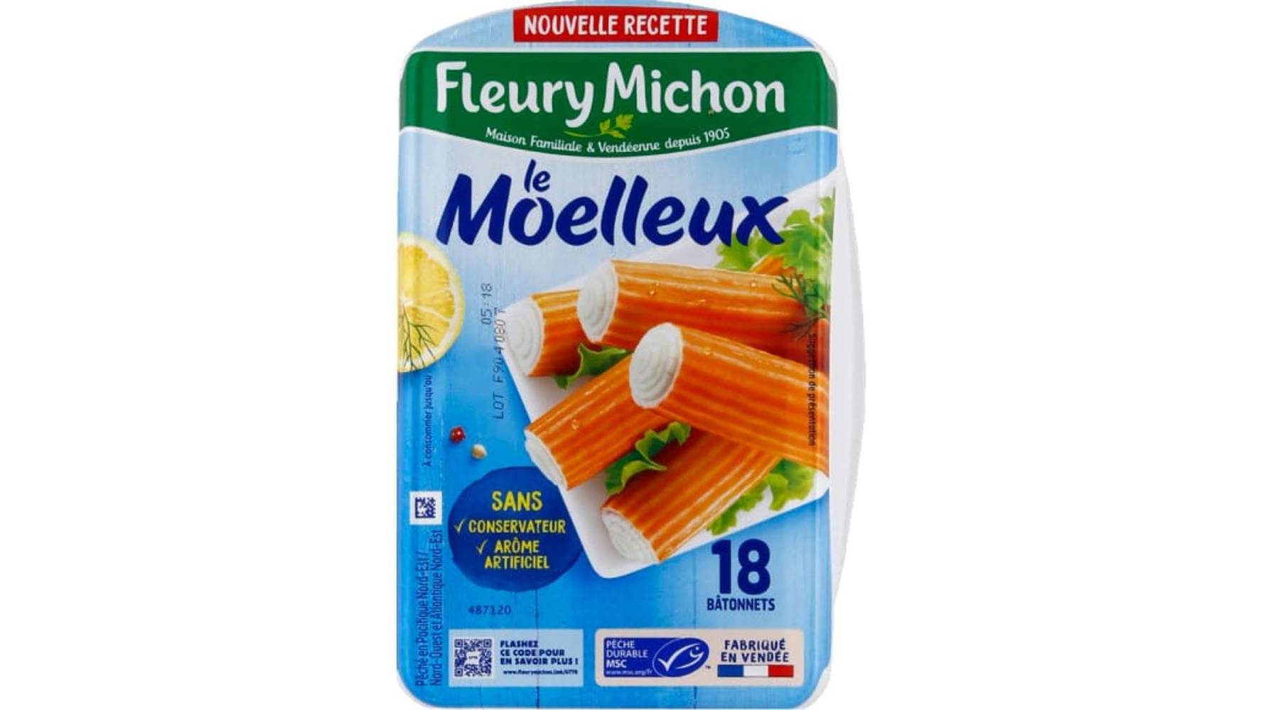 Fleury Michon - Bâtonnet de surimi moelleux (18 pièces)