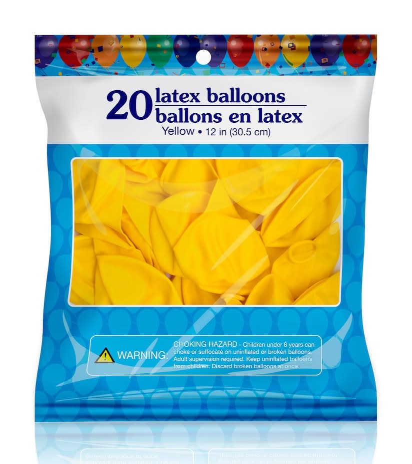 Standard Latex Balloons, 12 in, Yellow (20 ct)
