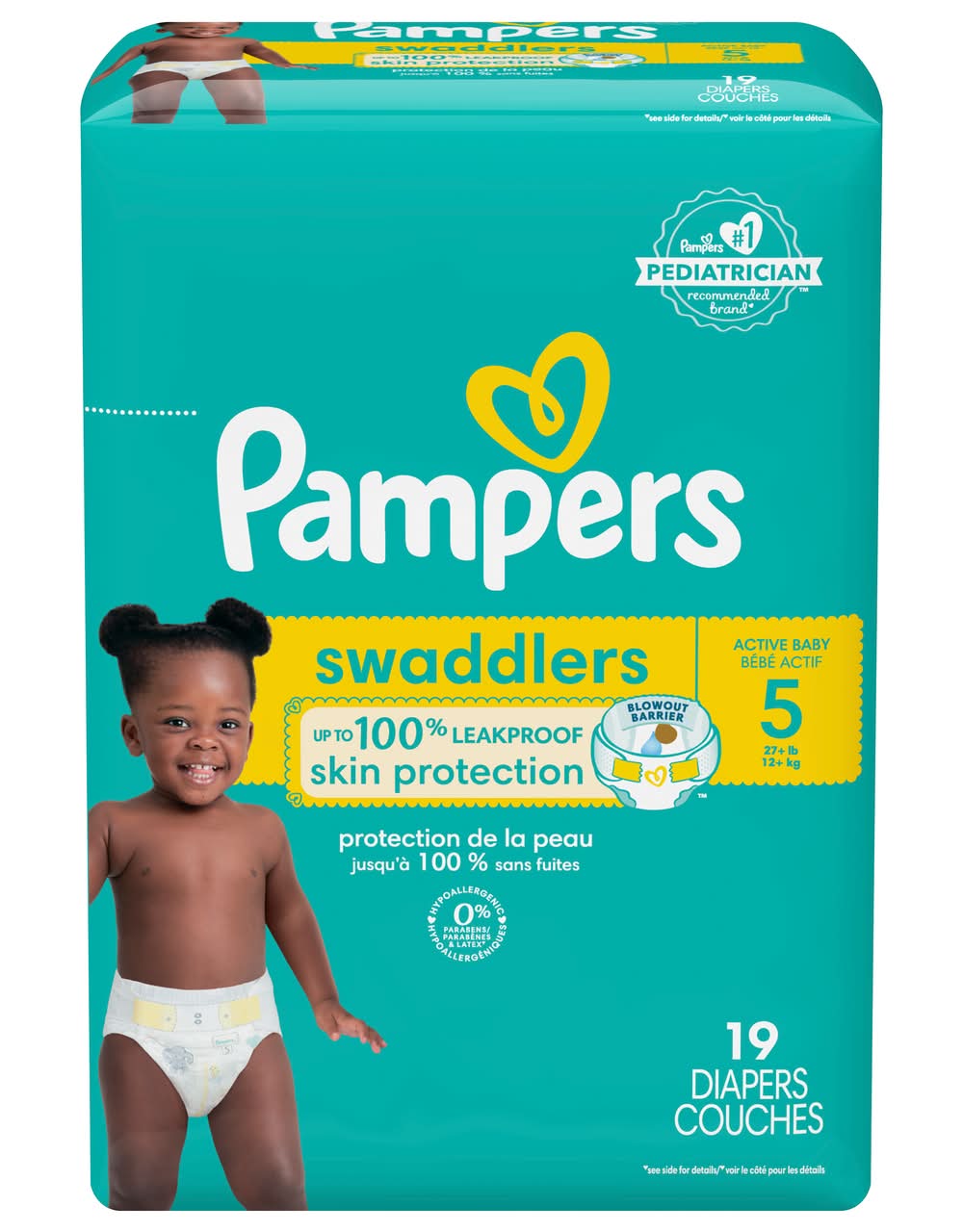 Pampers Swaddlers 100% Leakproof Diaper Couches, 5 (19 ct)