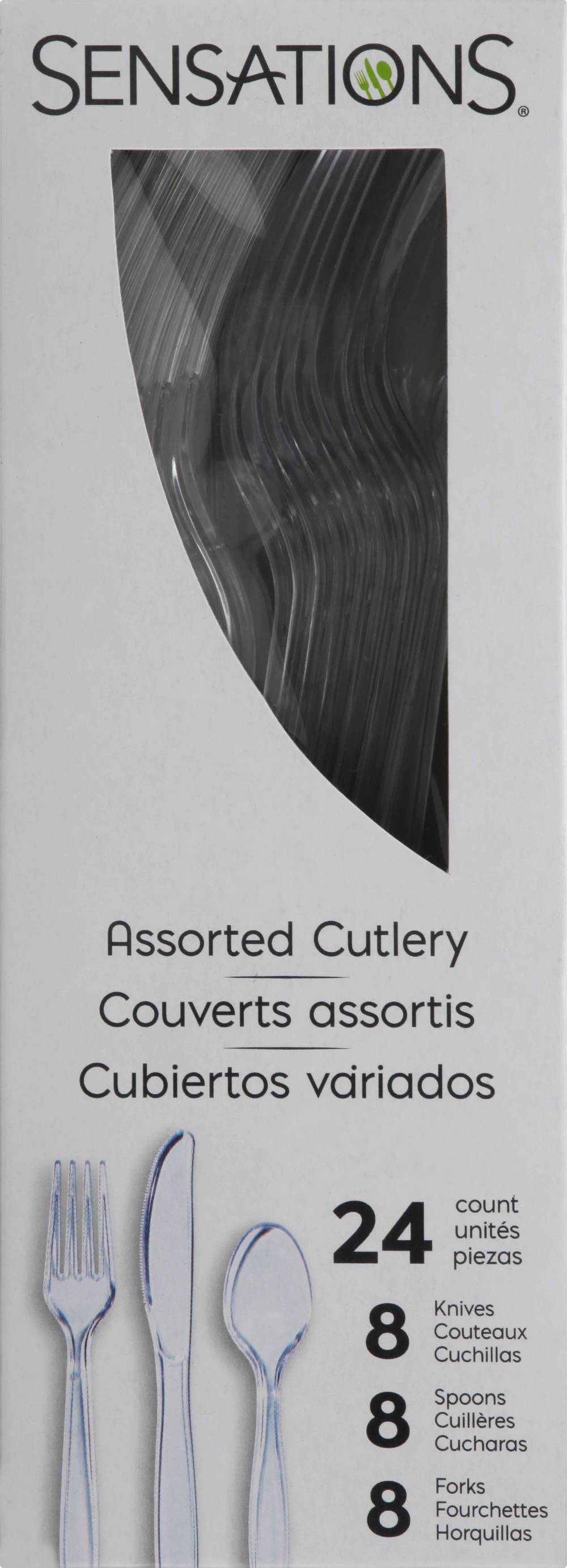 Sensations Assorted Plastic Cutlery, Clear (0.6 oz, 24 ct)