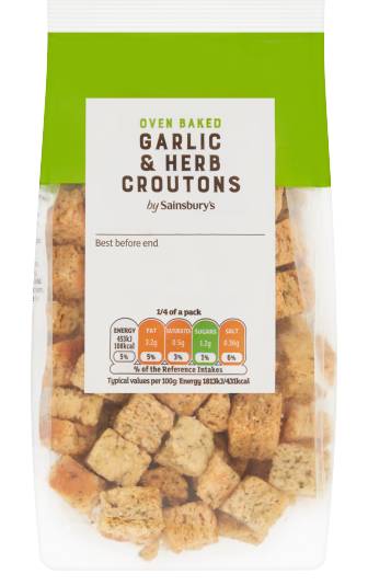 Sainsbury's Oven Baked Garlic & Herb Croutons (100g)