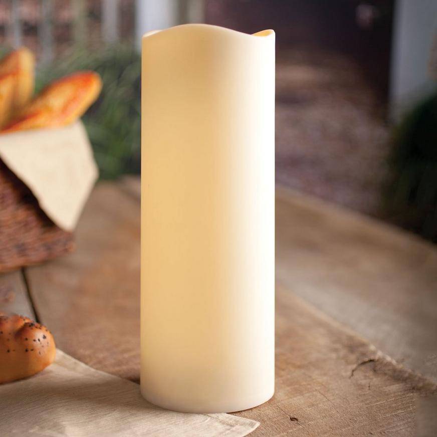 Party City Pillar Glow Wick Weather-Resistant Flameless Led Candle (4.5" x 12 "/white)