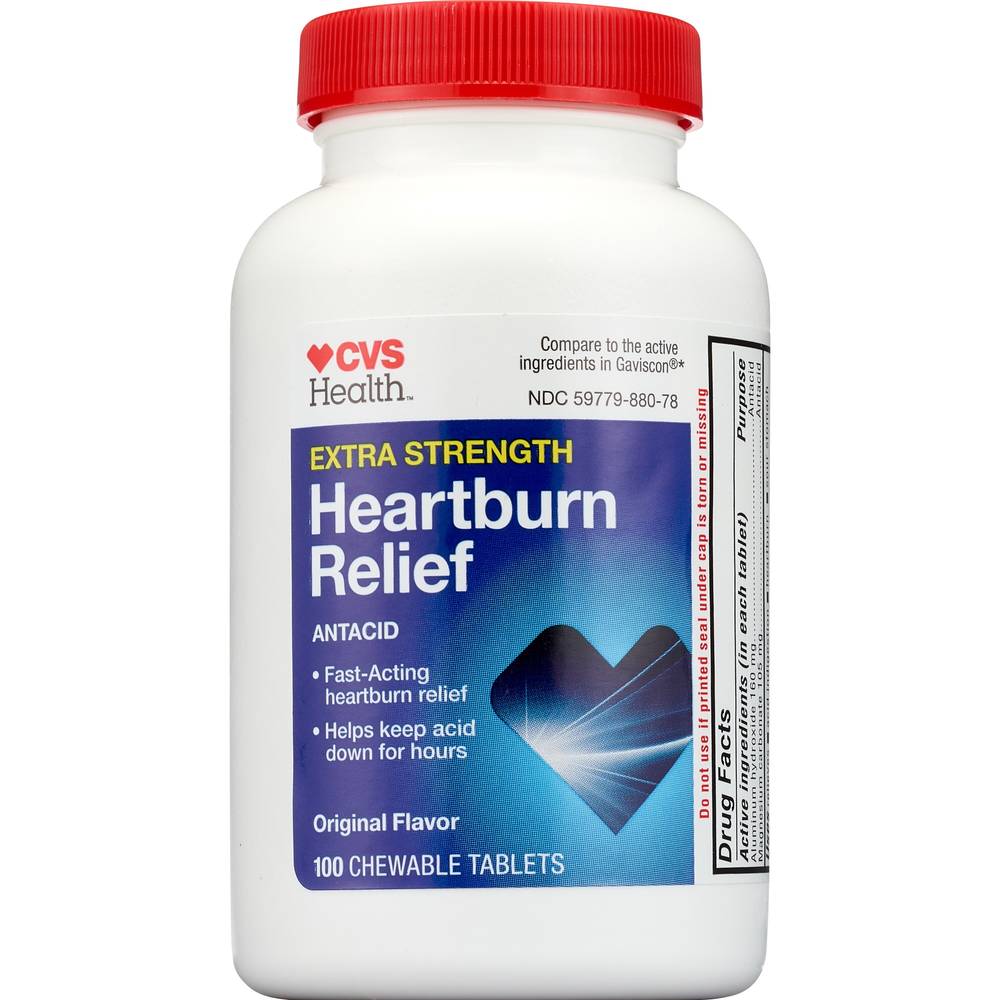 CVS Health Extra Strength Heartburn Relief Chewable Tablets, 100 CT
