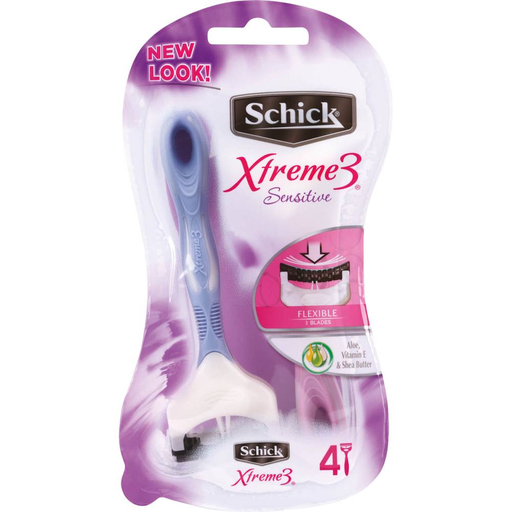 Schick Xtreme 3 Womens Sensitive Disposable Shavers 4pk