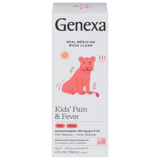 Genexa Kids Pain & Fever Ages Liquid Acetaminophen 160 mg