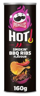 Pringles Smokin’ Bbq Ribs, Hot Spicy Crisps (160g)
