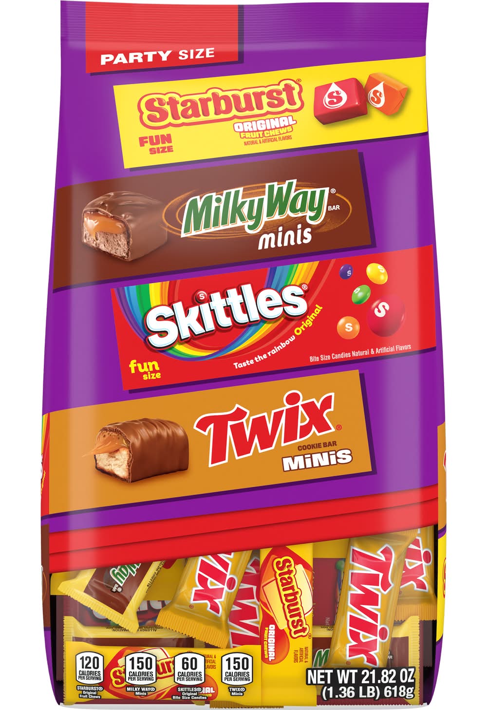 Mars Party Size Variety Candy, Starburst-Milky Way-Skittles-Twix (21.82 oz)