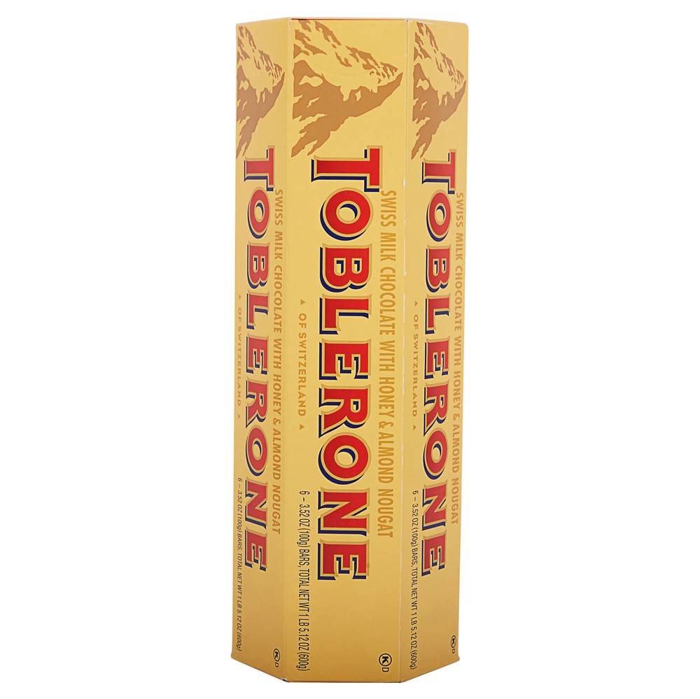 Toblerone Swiss Chocolate, Milk-Honey-Almond Nougat (6 x 3.52 oz)