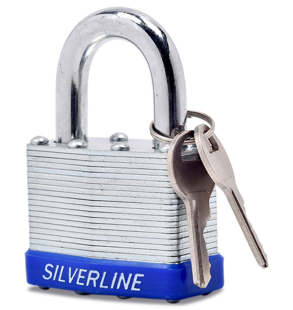 SILVERLINE · Candado laminado de seguridad dc-cn40, plata-azul, 40 mm