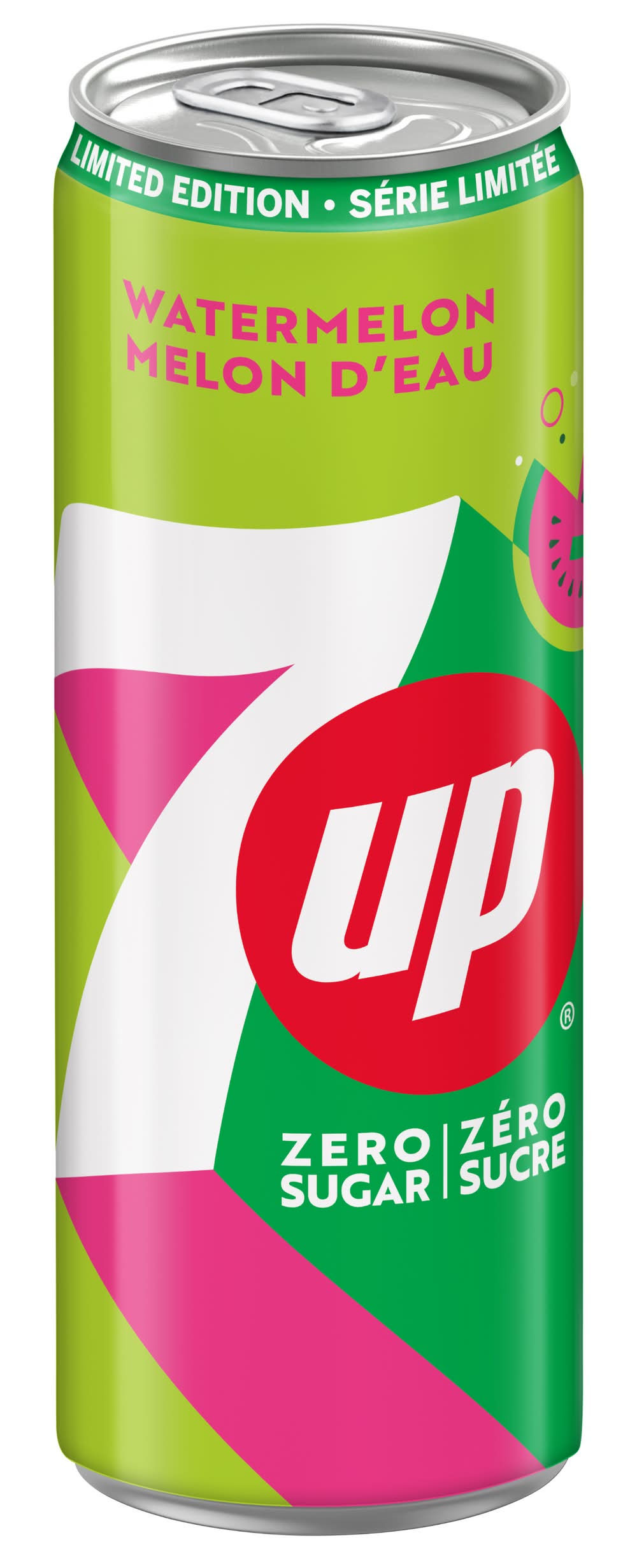 7Up soda aromatisé aux fruits sans sucre - zero sugar fruit flavored soda, melon d'eau (355ml)