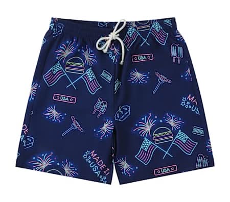 Young Mens Printed Swim Trunks Small Americana