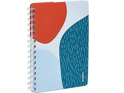 Poppin Elements Notebook, 6 x 8.25, Ruled, 40 Sheets, Blue/Red (108839)