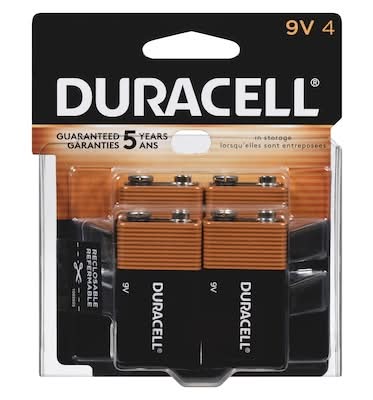 Duracell piles alcalines coppertop 9v - coppertop alkaline batteries 9v (4 unités)