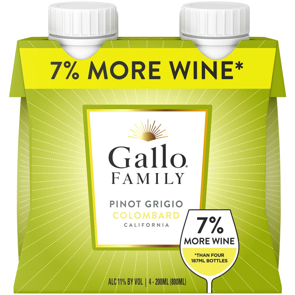 Gallo Family Pinot Grigio California White Wine (4 x 200 ml)