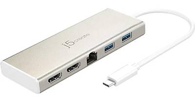j5create USB-C Mini Dual Monitor Docking Station for Windows/Mac, Multicolored (JCD381)