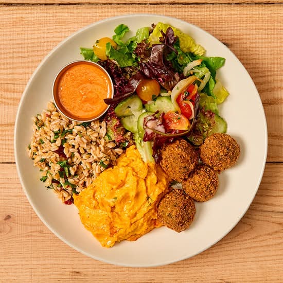 happier vegan with falafel