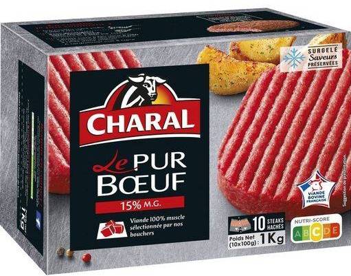 Steaks Hachés 100% Pur Bœuf 15% MG  x 10 - 1 Kg - CHARAL