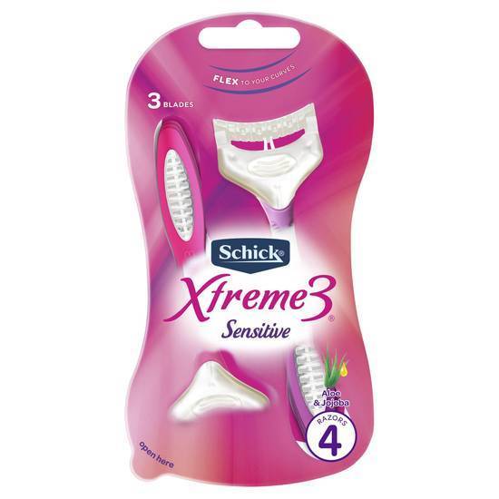 Schick Extreme 3 Womens Sensitive Disposable Razor (4 Pack)