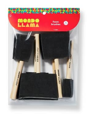 Mondo Llama Artist Paint Applicators For Watercolor Foam Brush Variety pack, 6.5 inch, Off-White (8 ct)