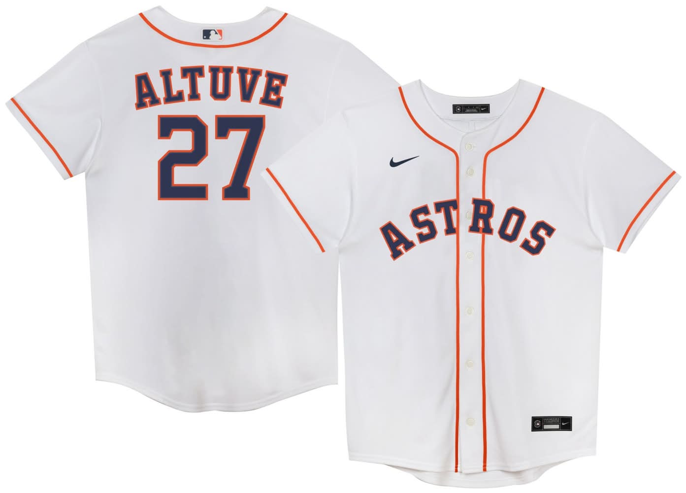 Nike Little Kids' Houston Astros White Jose Altuve #27 Replica Jersey (5)