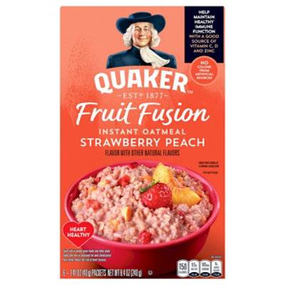 Quaker Fruit Fusion Strawberry Peach Instant Oatmeal 6 Count