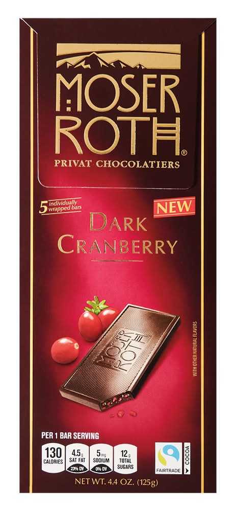 Moser Roth Dark Chocolate Bar, Cranberry (4.4 oz)