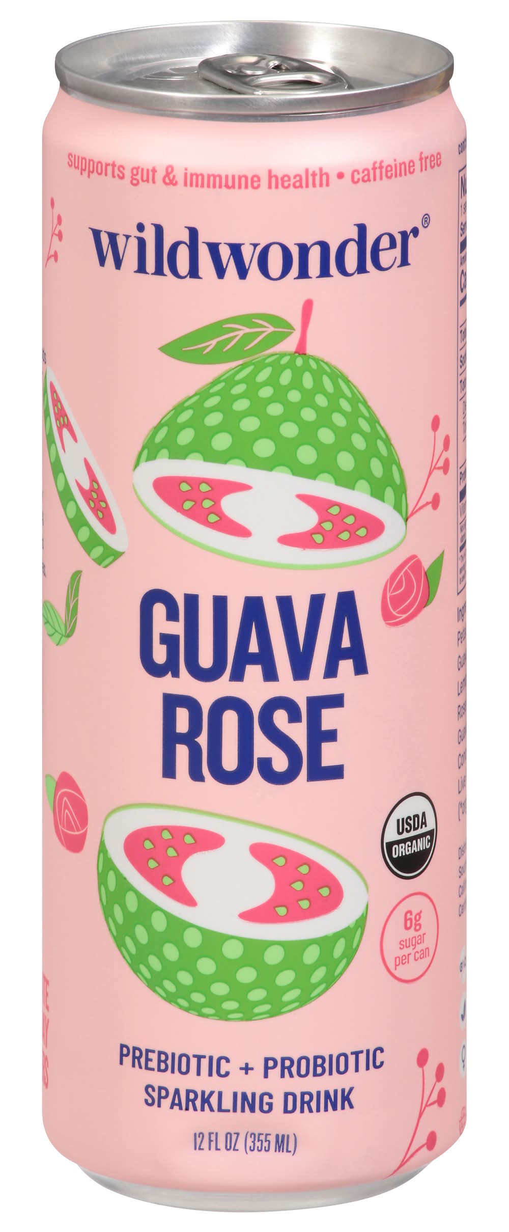 wildwonder Prebiotic + Probiotic Sparkling Drink, Guava Rose (12 fl oz)