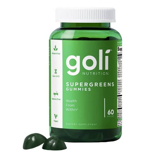 Goli Nutrition Supergreen Gummies, Gelatin-Free, 60 CT