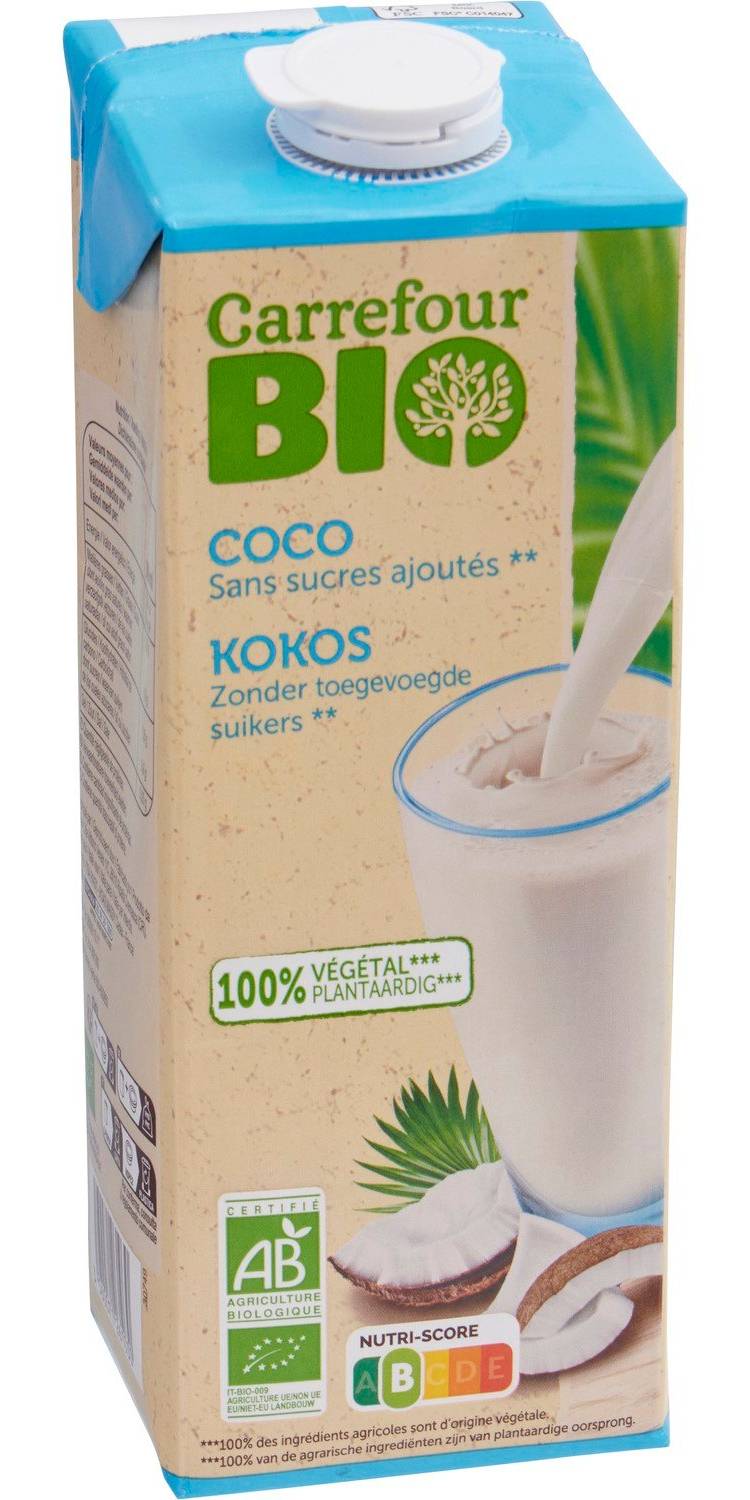Carrefour Bio - Boisson végétale coco sans sucres ajoutés (1L)