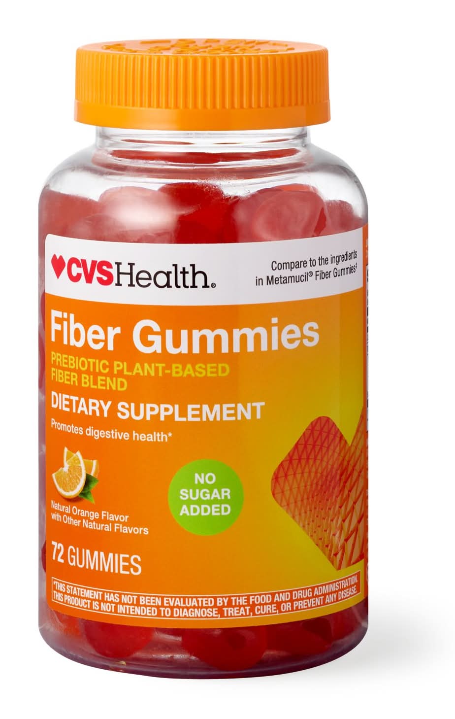 CVS Health Prebiotic Plant-Based Fiber Blend Gummies, Orange (72 ct)