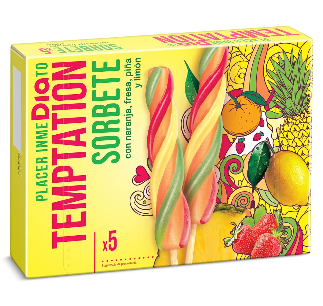 Helado Sorbete De Sabores Temptation De Dia Caja 400 G