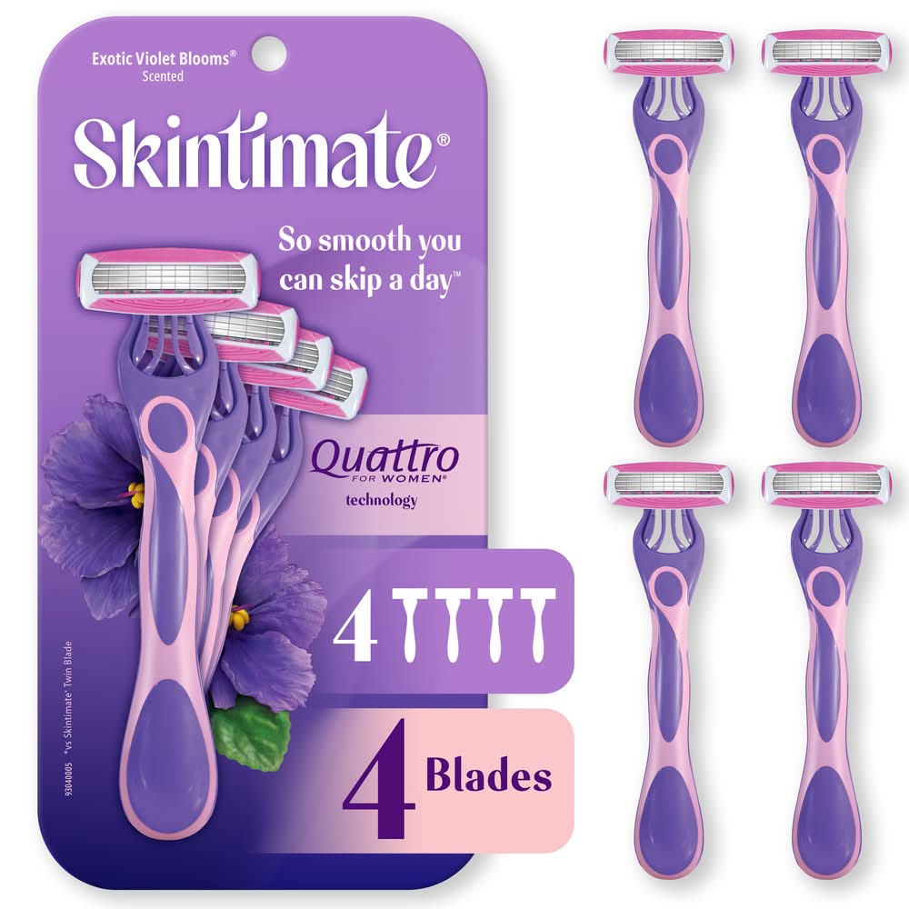 Skintimate Exotic Violet Blooms Razors (4.8 oz, 4 ct)