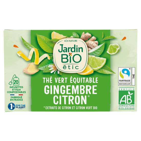 Jardin Bio Étic - Thé vert  équitable gingembre citron (30 g)