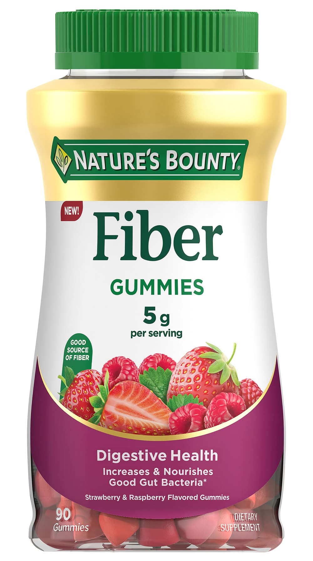 Nature's Bounty Fiber Gummies, Stawberry-Rasberry (90 ct)