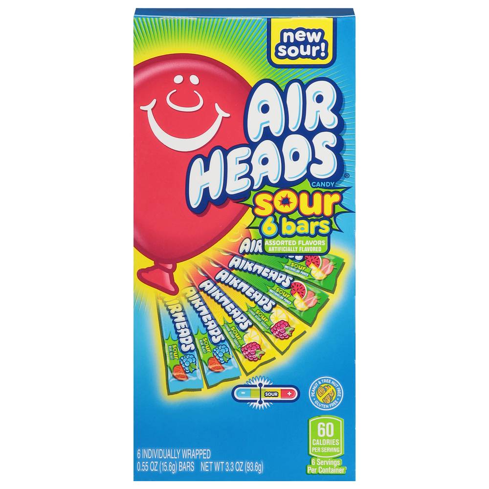 Airheads Sour Candy Bars, Assorted (3.3 oz, 6 ct)