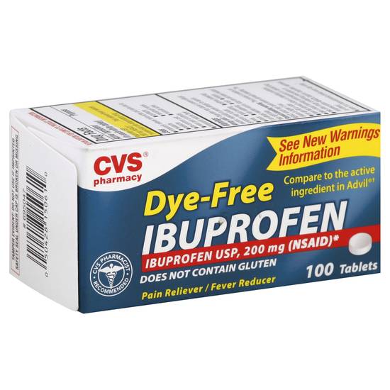 Cvs Pharmacy Dye-Free Ibuprofen 200mg Pain Reliever Tablets