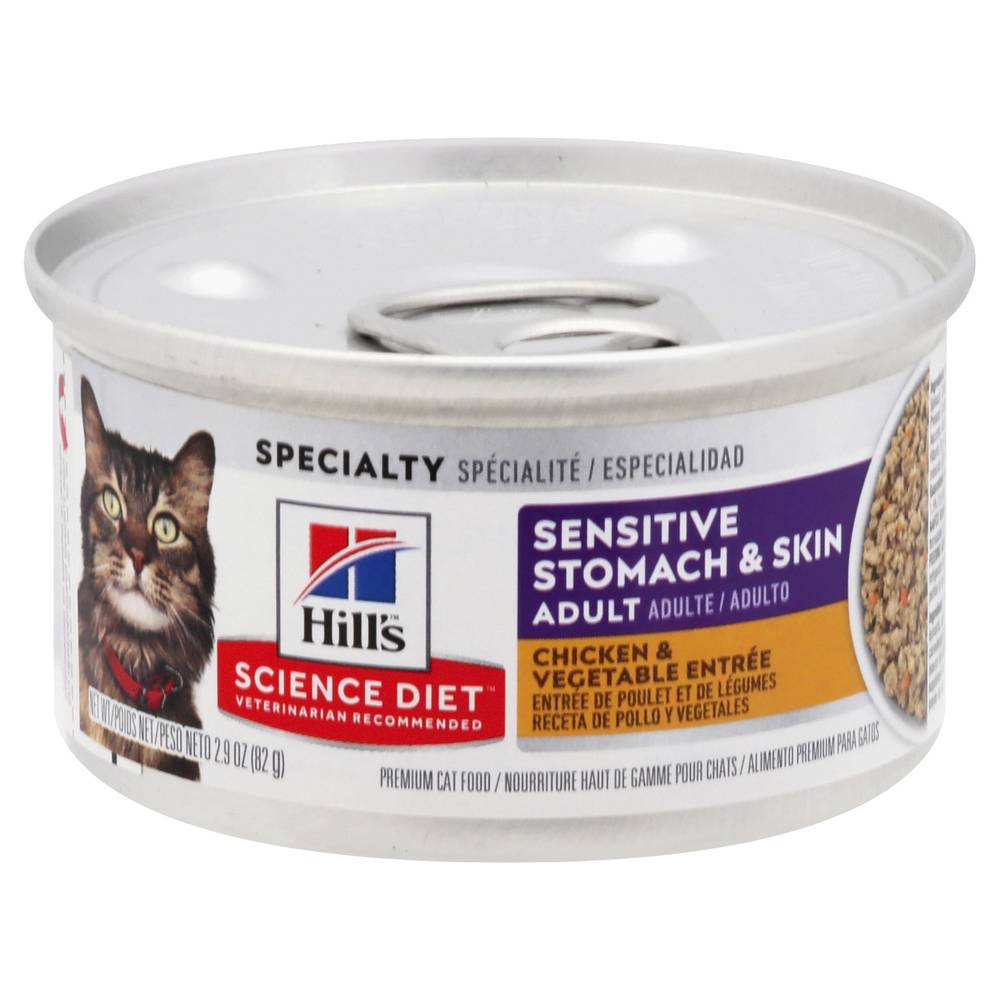 Hill's Sensitive Stomach & Skin Adult, Specialty Chicken & Vegetable Entree Premium Cat Food