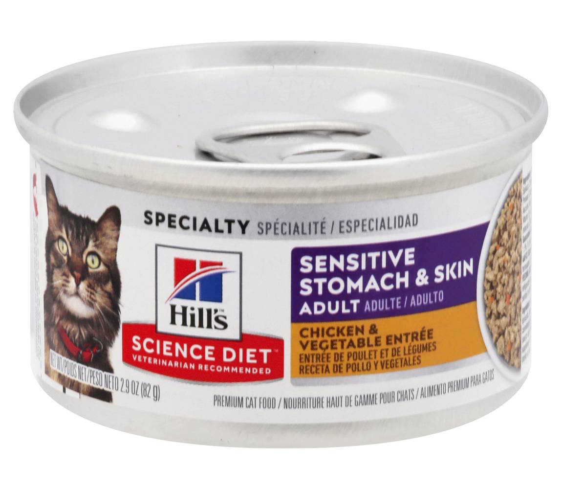 Hill's Sensitive Stomach & Skin Adult, Specialty Chicken & Vegetable Entree Premium Cat Food (2.9 oz)
