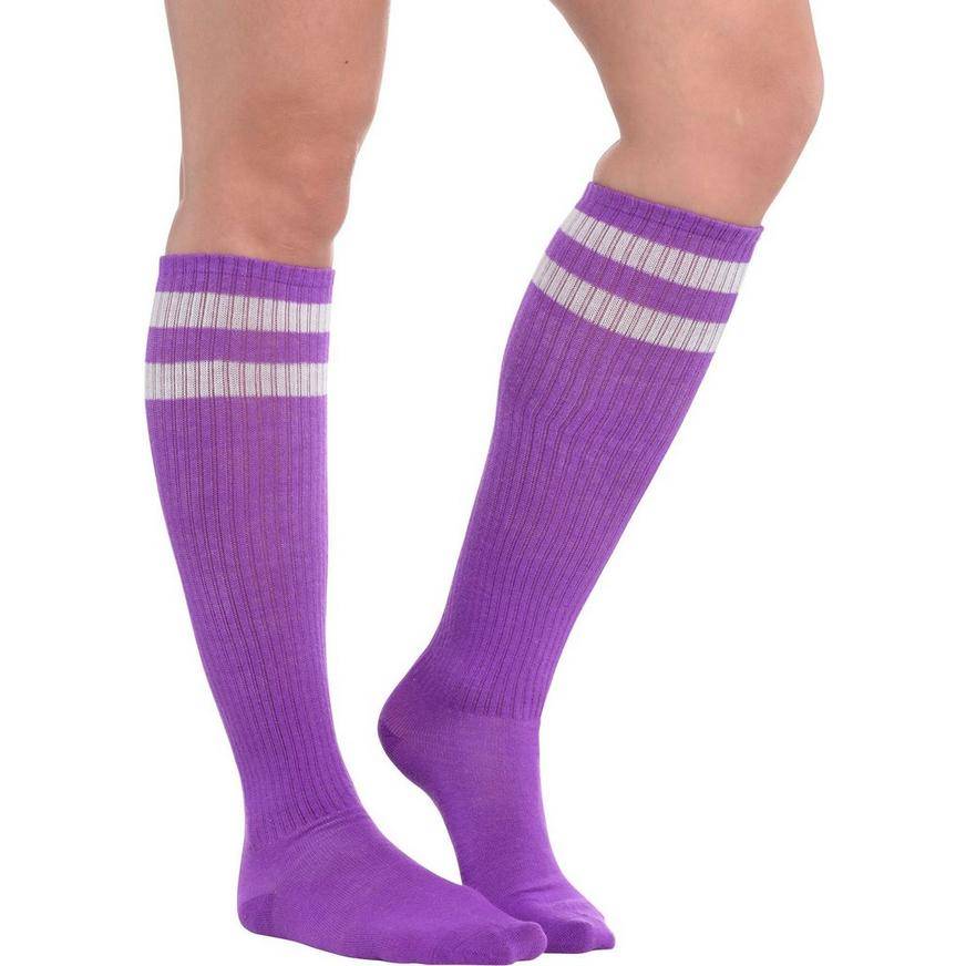 Party City Stripe Athletic Knee-High Socks (purple)