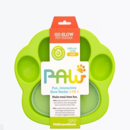PET DREAM HOUSE PAW 2-IN-1 MINI SLOW FEEDER & LICK PAD GREEN EASY  0904