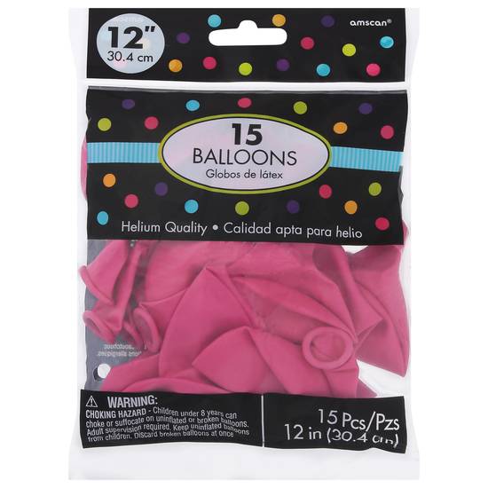 Amscan Bright Pink Balloons (12 inch )
