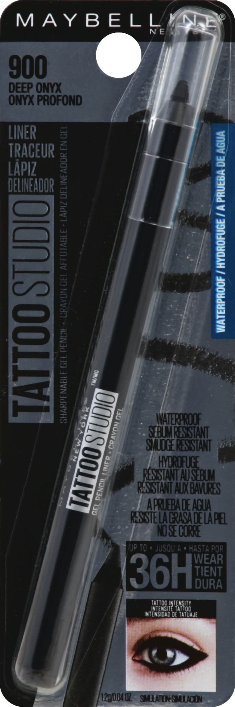 Maybelline Tattoo Studio Waterproof Liner, 900 Deep Onyx (0.1 oz)
