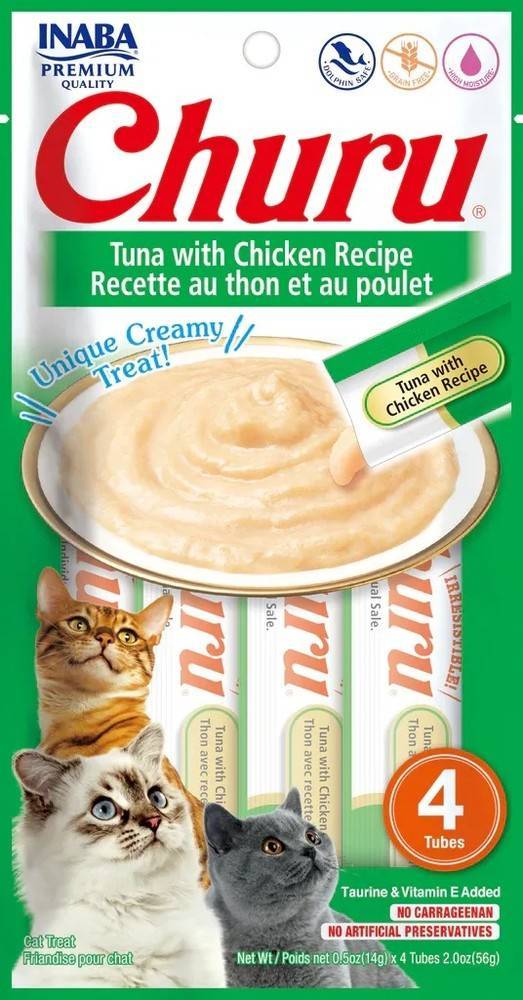 Inaba Foods Churu Purée Tuna With Chicken Lickable Cat Treat