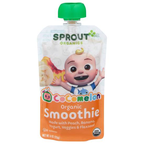 Sprout Organic Smoothie Peach Banana With Yogurt Veggies & Flax Seed