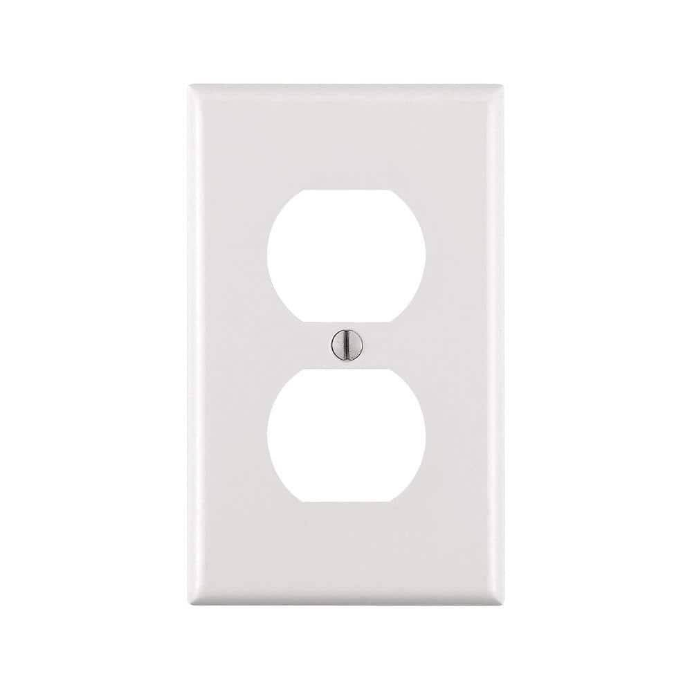 Leviton 1-Gang White Duplex Outlet/Receptacle Plastic Standard Wall Plate (1-Pack) 88003-00W