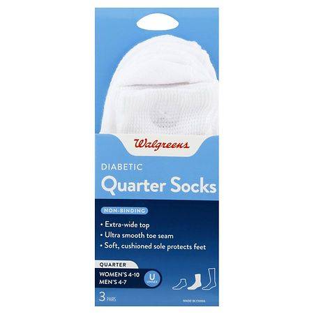 Walgreens Diabetic Quarter Socks For Women 6-10