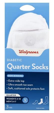 Walgreens Diabetic Quarter Socks For Women 6-10