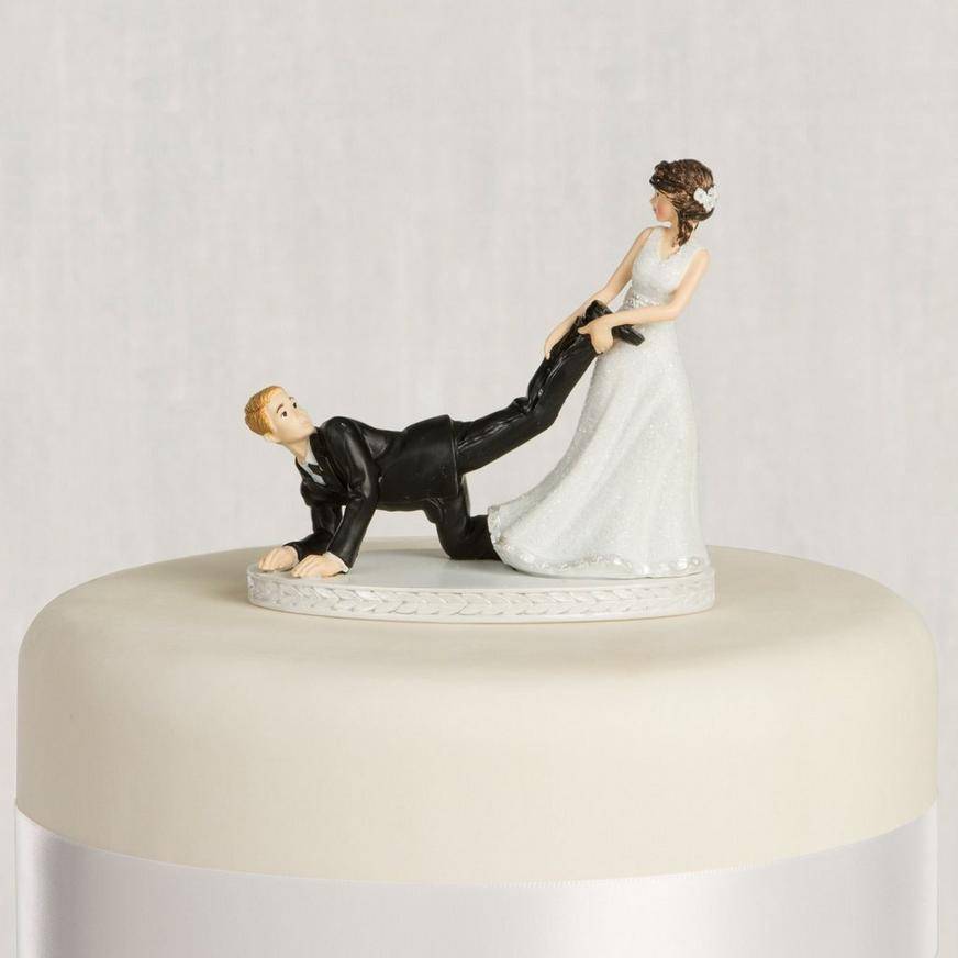 Leg Puller Bride Groom Wedding Cake Topper