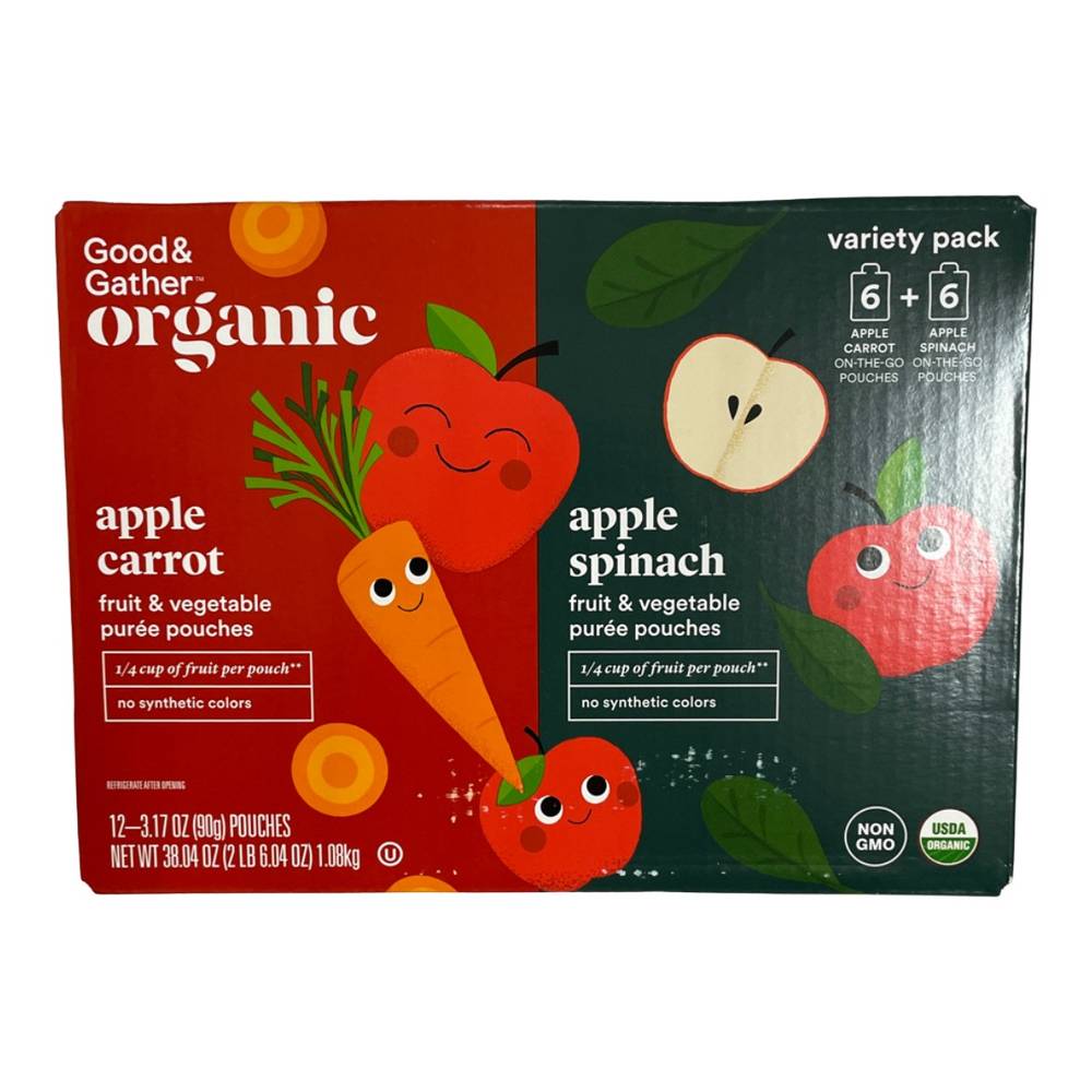 Good & Gather Organic Applesauce Pouches - Apple Carrot & Apple Spinach