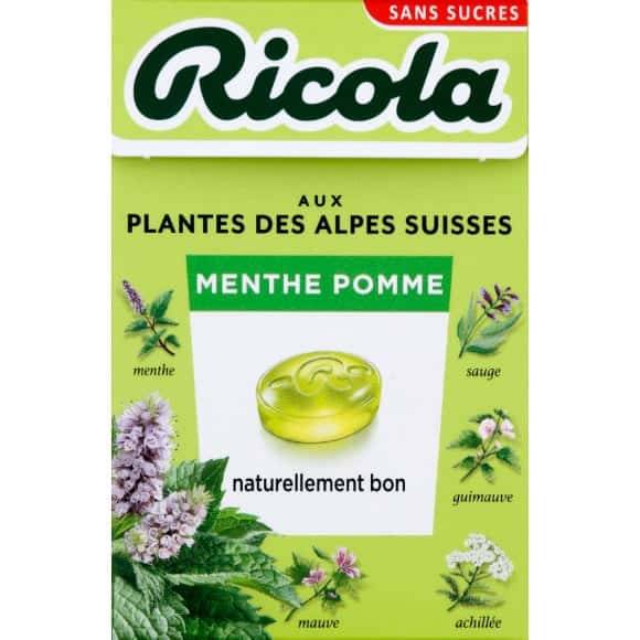 Ricola - Bonbons menthe pomme sans sucre avec édulcorants (50g)